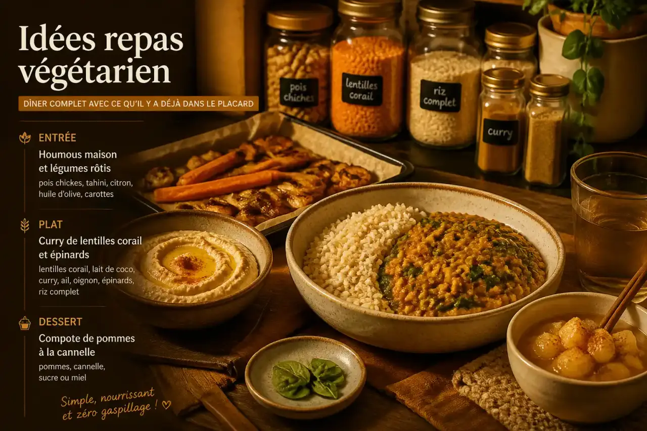 Idées repas végétarien : composer un dîner complet avec ce qu'il y a déjà dans le placard