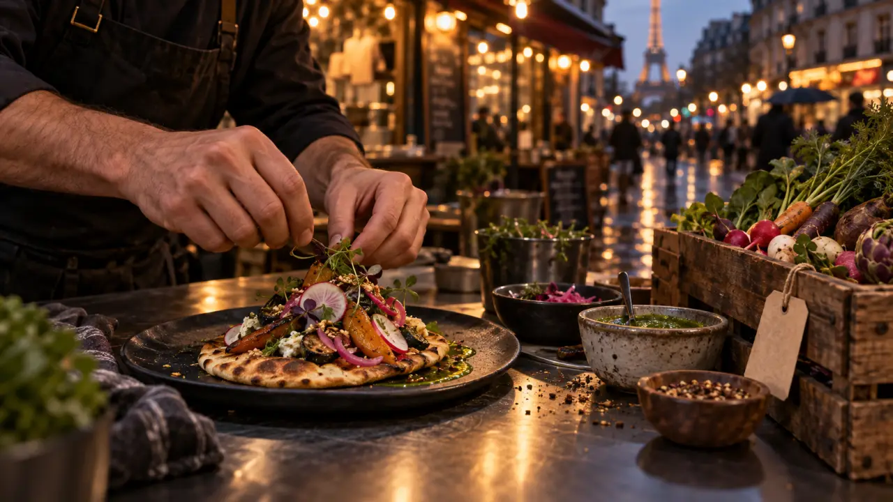 Plat de street food gastronomique préparé avec des ingrédients locaux