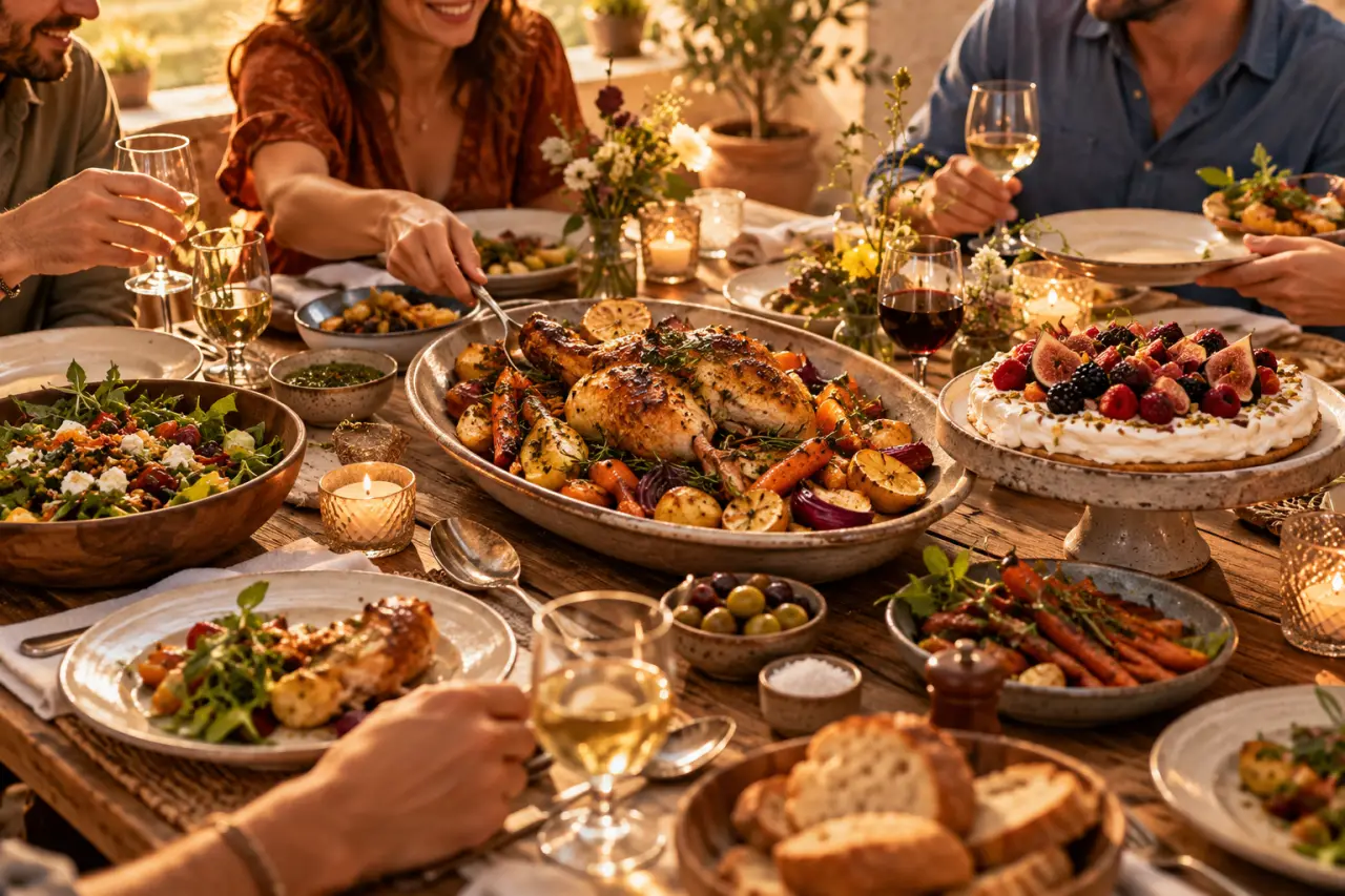 Repas à partager : un plat généreux, un dessert et moins d’allers-retours en cuisine