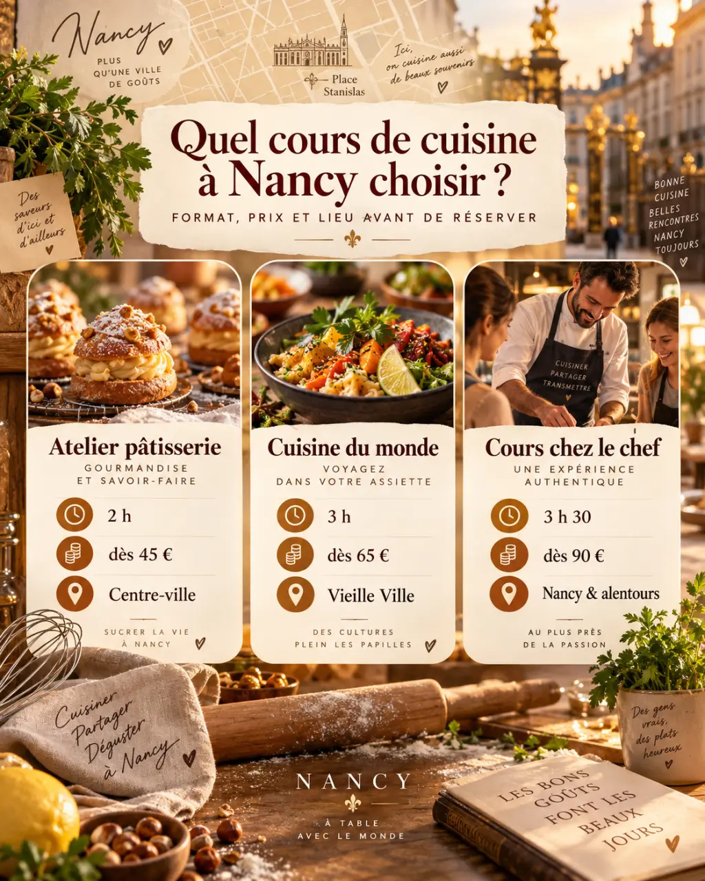 Quel cours de cuisine à Nancy choisir ? Format, prix et lieu avant de réserver
