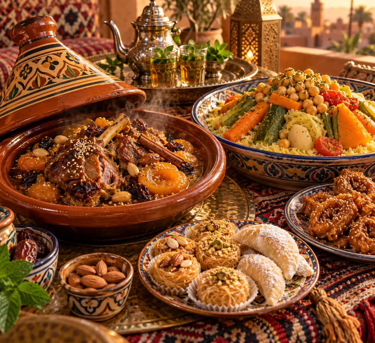 Cuisine marocaine : recettes de tajine fondant, couscous aux sept légumes et douceurs au miel