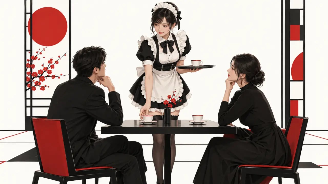 Ambiance d'un maid café japonais à Akihabara