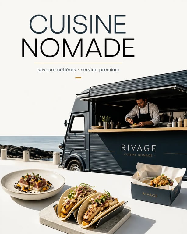 gourmet food van dans un cadre côtier avec cuisine de rue premium