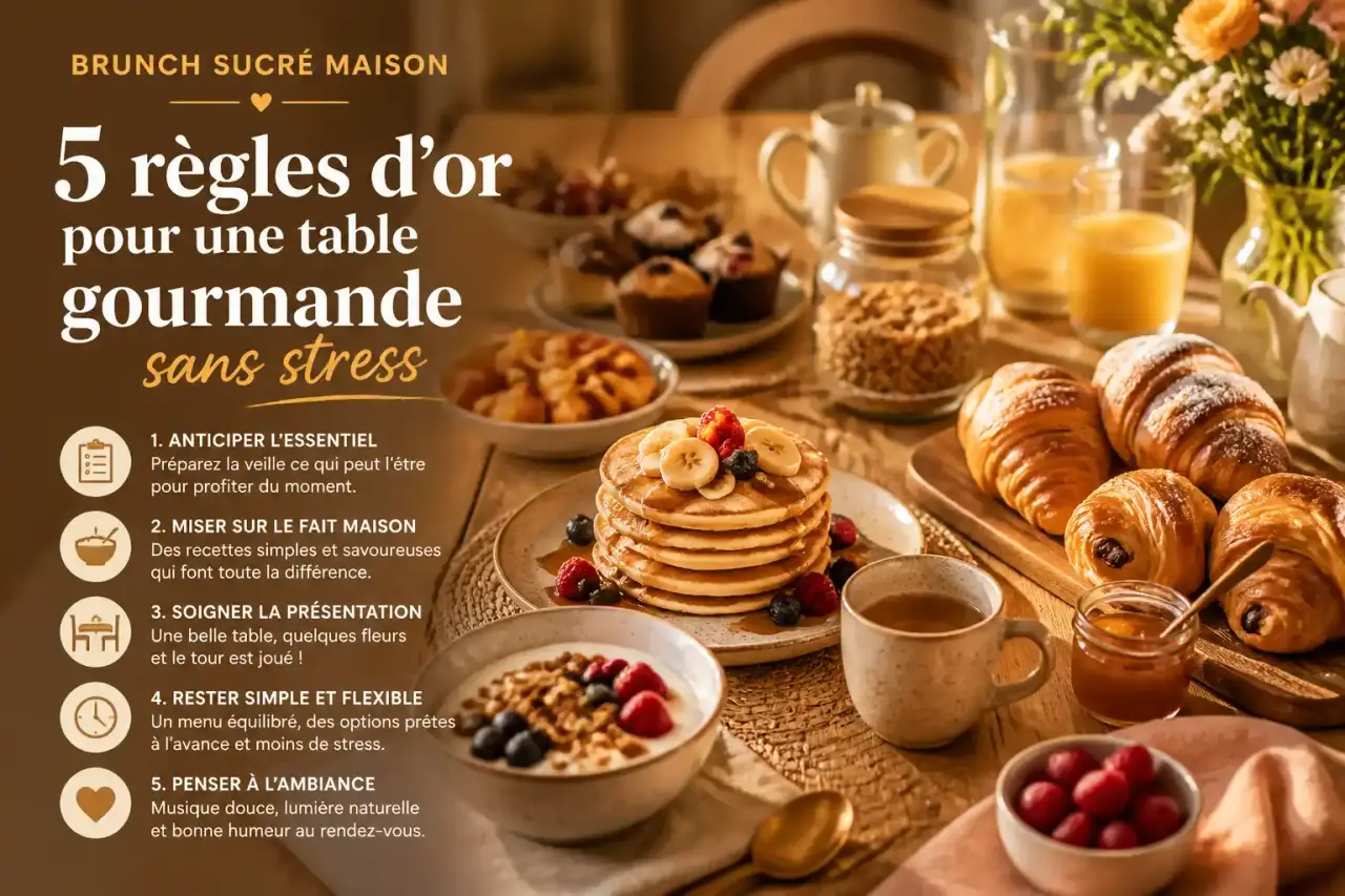 Brunch sucré maison : 5 règles d'or pour une table gourmande sans stress