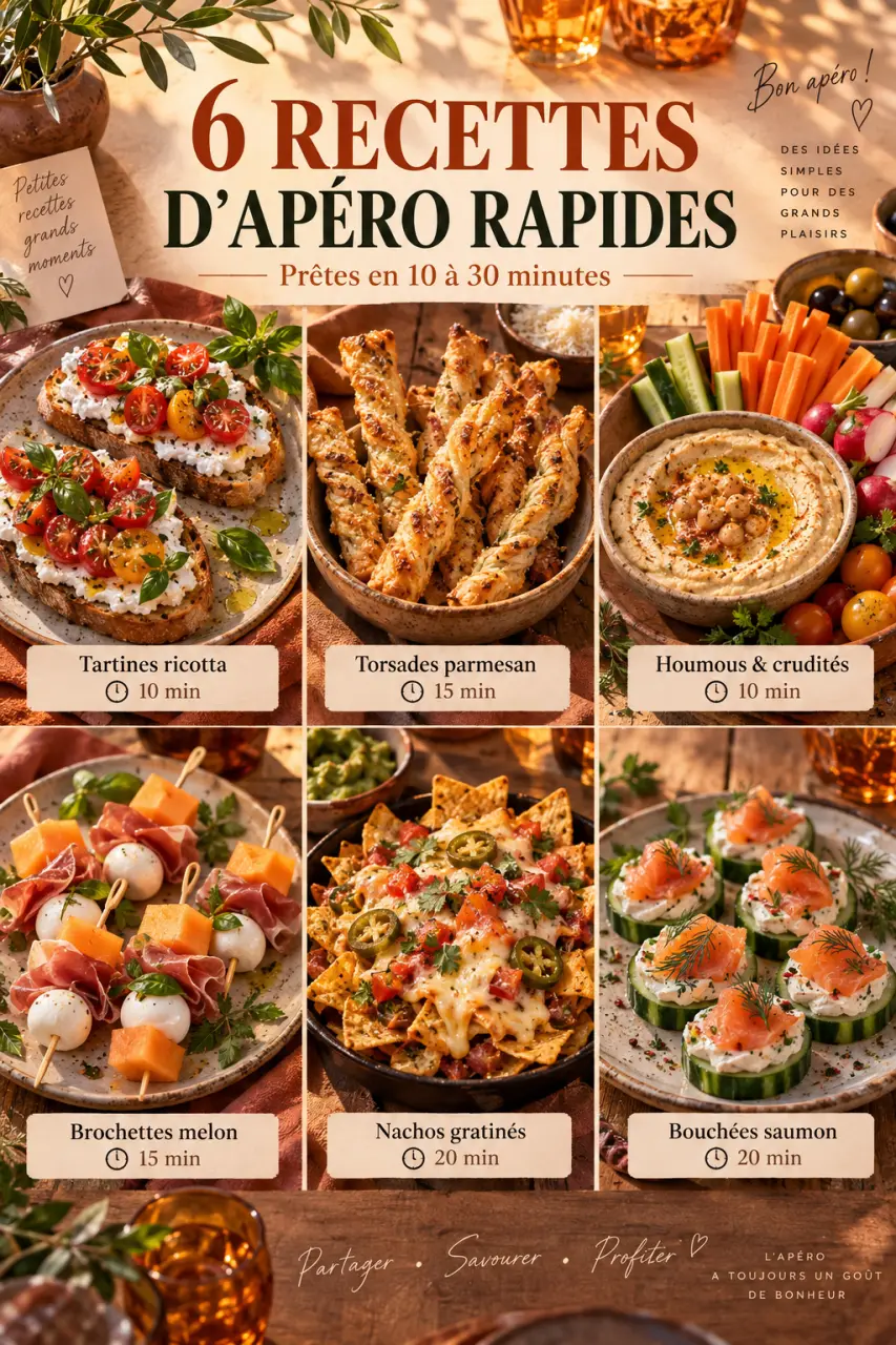 6 recettes d’apéro rapides, prêtes en 10 à 30 minutes