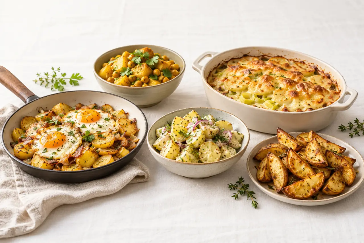 Idées repas pomme de terre : poêlée, curry, gratin, salade et quartiers rôtis