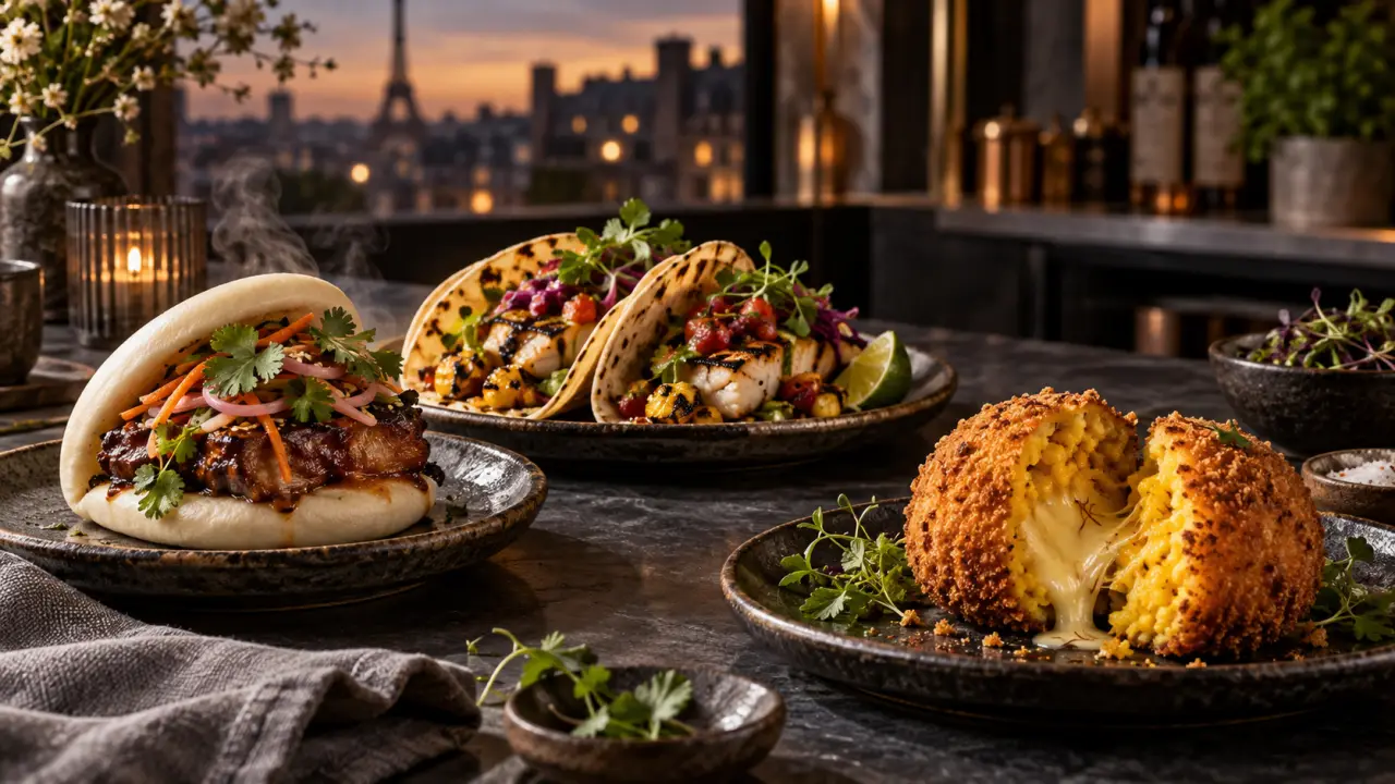 Bao, tacos et arancini gourmands servis dans une ambiance urbaine